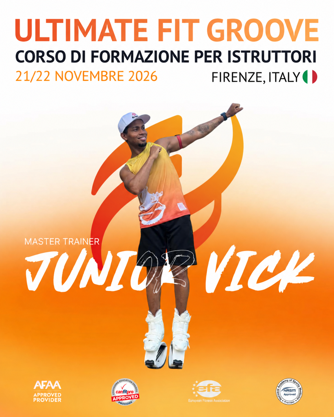 Ultimate Fit Groove Corso Istruttori con Junior Vick 21–22 novembre 2026 Firenze