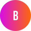 Gradient circle with a white 'B' in the center
