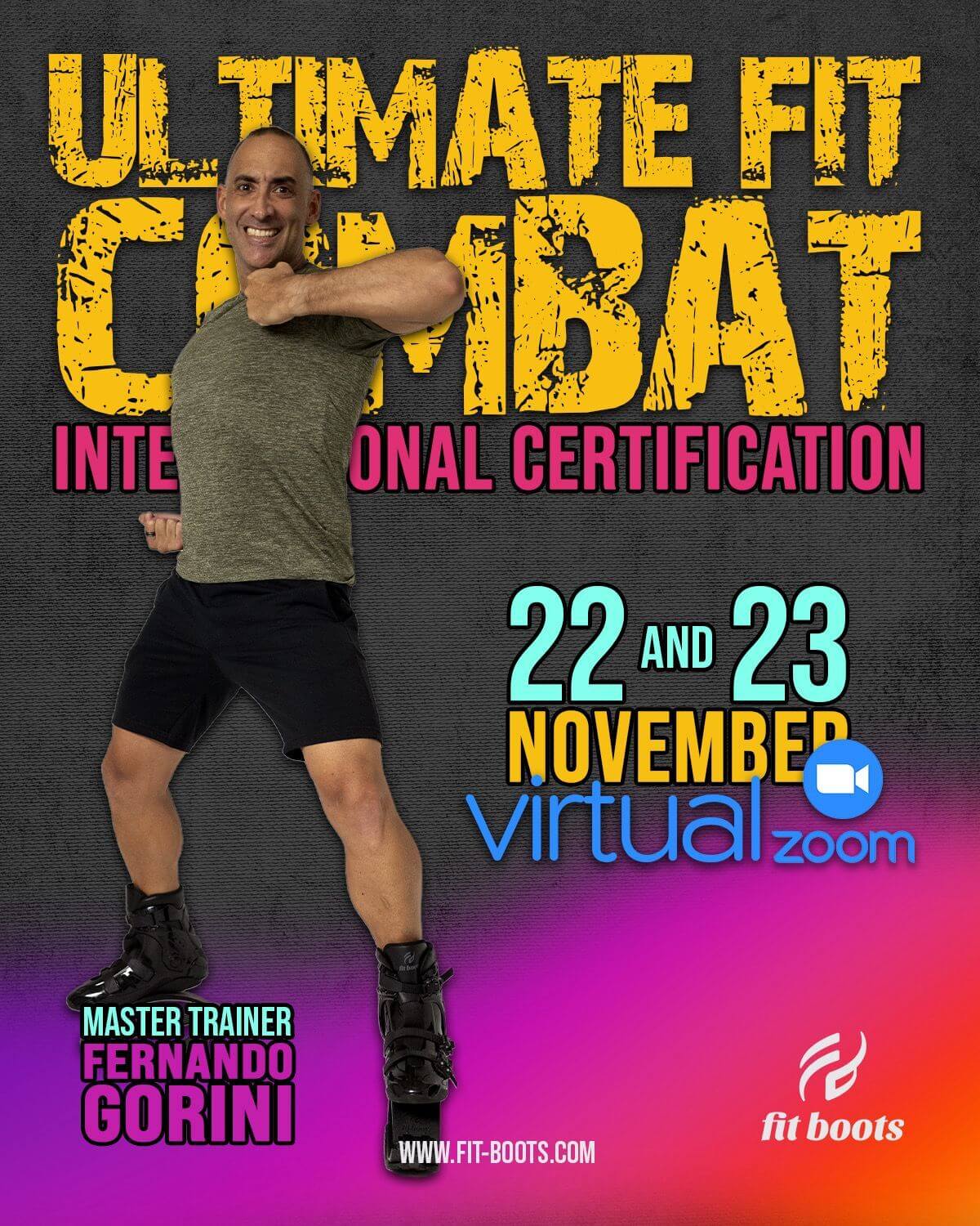 Certificación Internacional Ultimate Fit Combat - ¡Entrenamiento Virtual los días 22 y 23 de noviembre, con el Master Trainer Fernando Gorini!